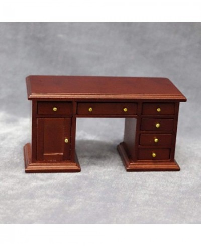 Dollhouse Miniatures Furniture Accessories Wooden 1/12 Scale Retro Dollhouse Writing Desk Chair Set Tiny Furniture for Decor ...