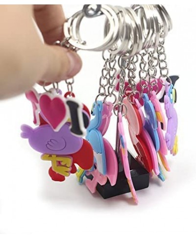 50Pack Cute Keychain Cartoon Party Keychain for Kids Backpack Keychain Birthday Christmas Unicorn Dinosaur Animal Mermaid Rai...