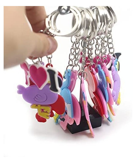 50Pack Cute Keychain Cartoon Party Keychain for Kids Backpack Keychain Birthday Christmas Unicorn Dinosaur Animal Mermaid Rai...