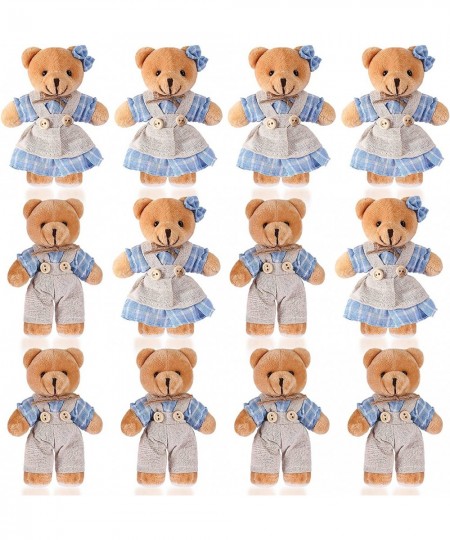 12 Pieces Mini Bear Stuffed Animals Plush Bears Mini Couple Bear with Burlap Clothes Little Bear Toys for Birthday Wedding De...