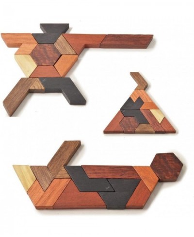 Hexagon Tangram Puzzle Wooden Puzzle for Children and Adults Challenging Puzzles Wooden Brain Teasers Puzzle for Adults Puzzl...