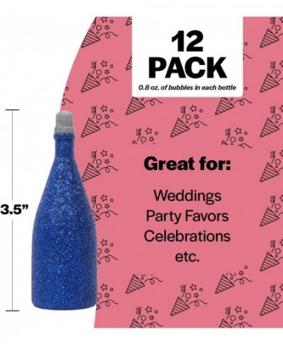 Wedding Bubbles in Glittery Blue Bottles - 12 Pack | Mini Bubbles for Wedding Anniversary Engagement Bridal Wedding Party Fav...