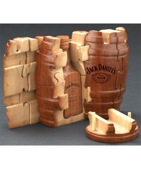 Real Wooden Barrel Puzzle 9pc (Tennessee Whiskey Bottle) Gift Boxed Exclusive Product $36.20 - 3-D Puzzles