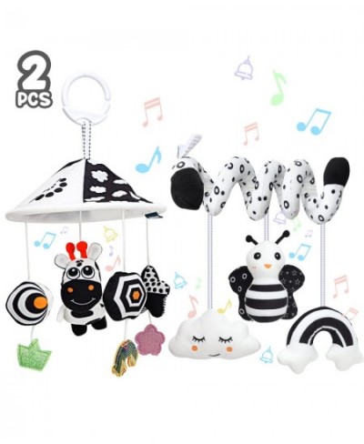 2 Pack Hanging Baby Toys 0-6 Months Car Seat Toys for Babies 0-6 Months Crib Toys Hanging Newborn Toys Black and White Hangin...