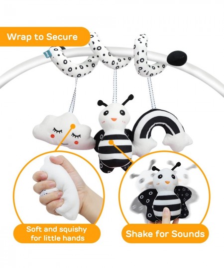 2 Pack Hanging Baby Toys 0-6 Months Car Seat Toys for Babies 0-6 Months Crib Toys Hanging Newborn Toys Black and White Hangin...