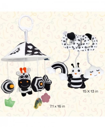 2 Pack Hanging Baby Toys 0-6 Months Car Seat Toys for Babies 0-6 Months Crib Toys Hanging Newborn Toys Black and White Hangin...