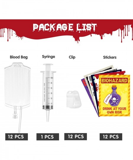 12 Pack Reusable Halloween Blood Bags Cups Containers Juice Pouch for Drink Halloween Party Favors Costumes Props Party Decor...