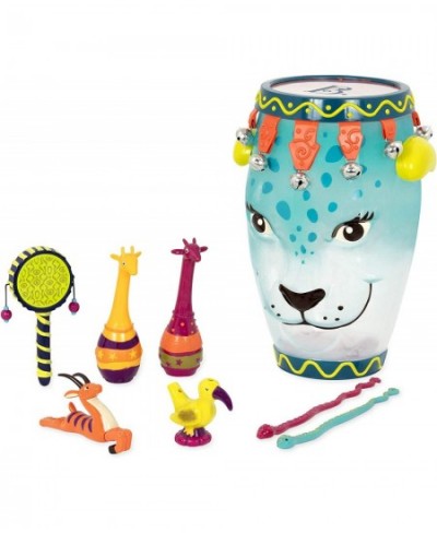 Toddler Musical Instrument Set – Jungle Animals Percussion Toys for Kids – 9 Pcs – Drums Tambourine Maracas Whistles & More –...