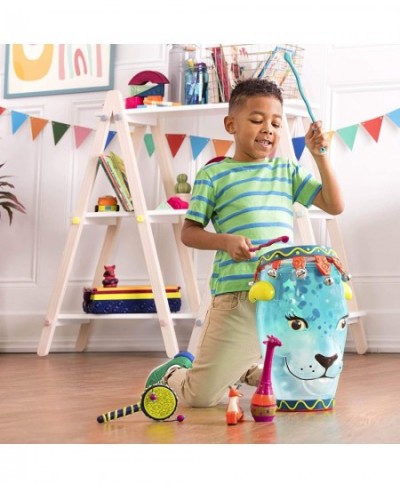 Toddler Musical Instrument Set – Jungle Animals Percussion Toys for Kids – 9 Pcs – Drums Tambourine Maracas Whistles & More –...