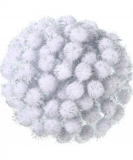 500 Pieces Glitter Pompoms 1 Inch Fuzzy Pom Poms Arts and Crafts Making Balls for Hobby Supplies and Craft DIY Decoration (Wh...