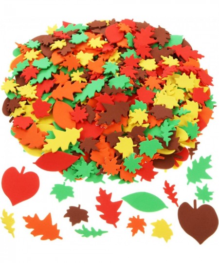 900 Pieces Fall Leaf Stickers Adhesive Foam Maple Leaves Stickers Assorted Leaf Shapes Stickers for Kid's Art Craft Halloween...