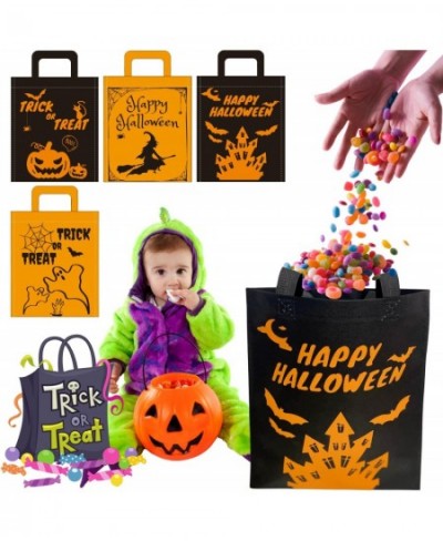 12 Packs Halloween Trick or Treat Non-woven Tote Bags Pumpkin Spider Bat Witch Haunted House Reusable Goodie Treat Bags with ...