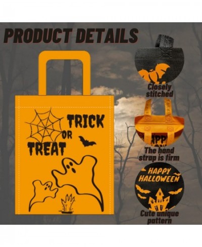 12 Packs Halloween Trick or Treat Non-woven Tote Bags Pumpkin Spider Bat Witch Haunted House Reusable Goodie Treat Bags with ...