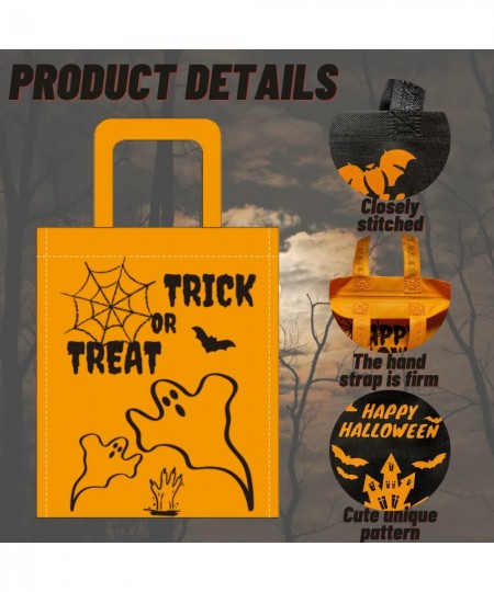 12 Packs Halloween Trick or Treat Non-woven Tote Bags Pumpkin Spider Bat Witch Haunted House Reusable Goodie Treat Bags with ...