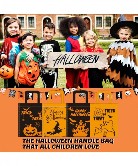 12 Packs Halloween Trick or Treat Non-woven Tote Bags Pumpkin Spider Bat Witch Haunted House Reusable Goodie Treat Bags with ...