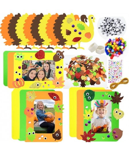 600 Pcs Thanksgiving Foam Stickers Autumn Fall Maple Leaf Turkey Pumpkins Self Adhesive Glitter Stickers with Jewels Stickers...