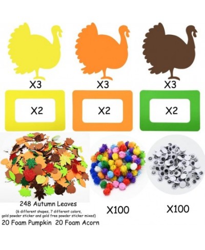 600 Pcs Thanksgiving Foam Stickers Autumn Fall Maple Leaf Turkey Pumpkins Self Adhesive Glitter Stickers with Jewels Stickers...