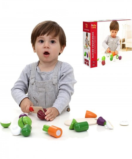 Wooden Toys Food for Kids Kitchen - Play Food Cutting Fruits and Vegetables Set for Pretend Role Play Early Educational Toys ...