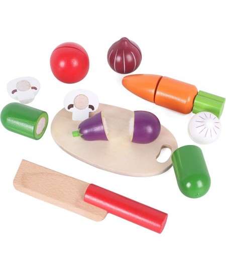 Wooden Toys Food for Kids Kitchen - Play Food Cutting Fruits and Vegetables Set for Pretend Role Play Early Educational Toys ...