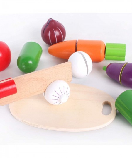 Wooden Toys Food for Kids Kitchen - Play Food Cutting Fruits and Vegetables Set for Pretend Role Play Early Educational Toys ...