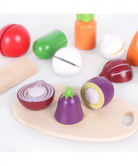 Wooden Toys Food for Kids Kitchen - Play Food Cutting Fruits and Vegetables Set for Pretend Role Play Early Educational Toys ...