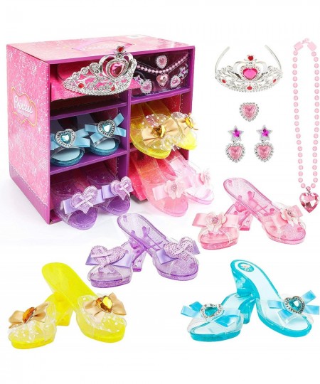 Girls Princess Dress up Shoes Set Girls Play Shoes and Jewelry Boutique Role Play Collection Shoes Set Gift Set with Princess...