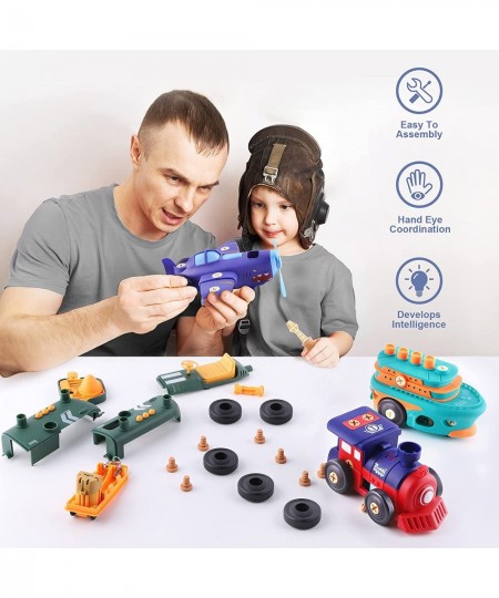 Take Apart Toy Vehicle Playset Kids Assembly Build Set W/ Screwdriver Vintage Electronic Motor Car Boat Airplane Train Presch...