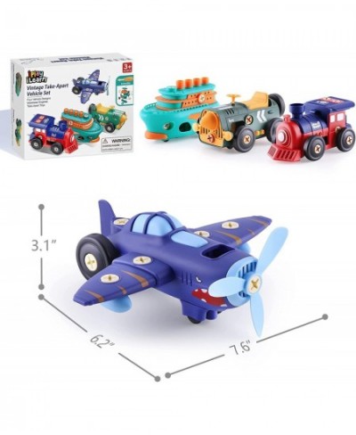 Take Apart Toy Vehicle Playset Kids Assembly Build Set W/ Screwdriver Vintage Electronic Motor Car Boat Airplane Train Presch...