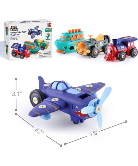 Take Apart Toy Vehicle Playset Kids Assembly Build Set W/ Screwdriver Vintage Electronic Motor Car Boat Airplane Train Presch...