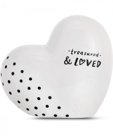 Black & White Treasured Loved Heart 5.5 inch Ceramic Stoneware Money Bank $50.12 - Kids' Money Banks