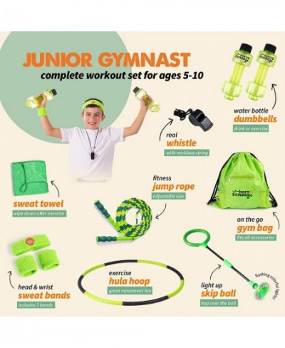 Complete Kids Exercise Equipment Set for Ages 5 & Up Kids Workout Equipment Includes Kids Jump Rope Dumbbell Water Bottles Hu...