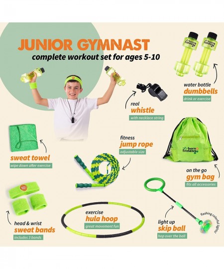 Complete Kids Exercise Equipment Set for Ages 5 & Up Kids Workout Equipment Includes Kids Jump Rope Dumbbell Water Bottles Hu...