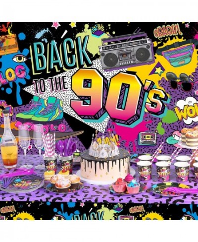 90s Party Decorations 90s Theme Backdrop Latex Balloons Back to The 90's Tablecloth Party Tableware Set 90's Paper Plates Nap...