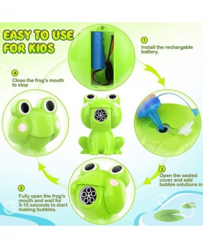 Bubble Machine for Kids Automatic Rechargeable Frog Bubble Maker with Solutions for Toddlers Bubble Blower Outdoor Toys for B...