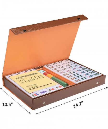 Chinese Mahjong Game Set with Large (1.5") 144 Numbered Melamine Green Tiles 2 spare tiles 3 Dice and a Wind Indicator Carryi...