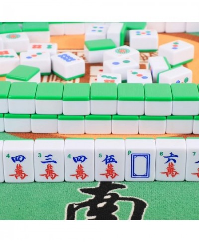 Chinese Mahjong Game Set with Large (1.5") 144 Numbered Melamine Green Tiles 2 spare tiles 3 Dice and a Wind Indicator Carryi...