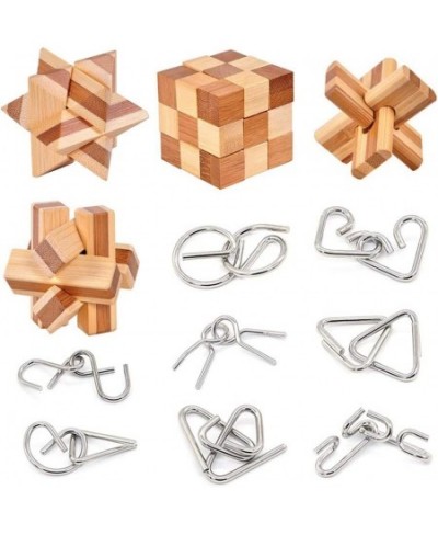 Bamboo 3D Puzzle Metal Brain Teasers Puzzles Mind Game Toys Set for Teens and Adults Pack of 12pcs $28.18 - Brain Teaser Puzzles