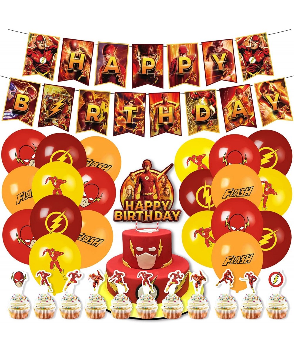 The Flash Party Supplies Include Colorful Banner Cake Topper Cupcake Toppers Balloons $29.94 - Kids' Party Decorations