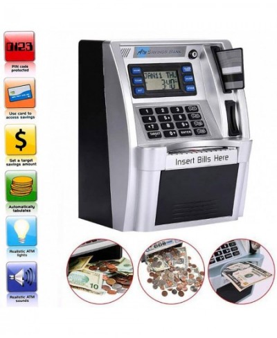 2022 Upgraded ATM Piggy Bank for Real Money ATM Savings Bank Machine for Kids Adults with Card Mini ATM Money Machine Coin Bi...