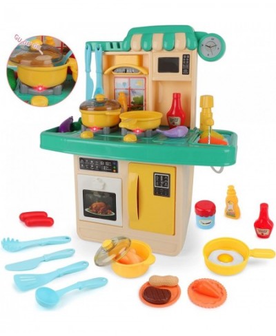 Kids Kitchen Pretend Play Set Role Play Kitchen Playset Cooking Toys with Play Food Kitchen Accessories Realistic Sounds Ligh...