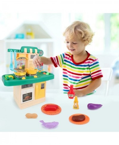 Kids Kitchen Pretend Play Set Role Play Kitchen Playset Cooking Toys with Play Food Kitchen Accessories Realistic Sounds Ligh...