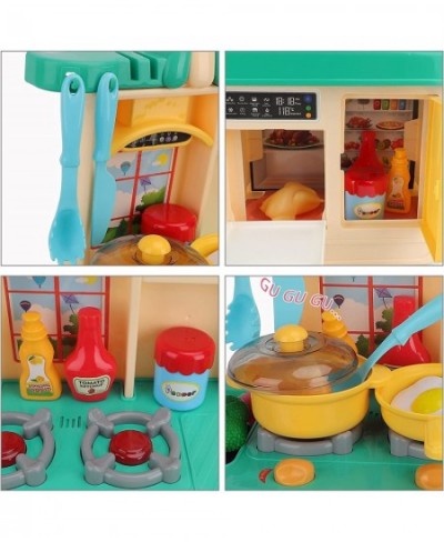 Kids Kitchen Pretend Play Set Role Play Kitchen Playset Cooking Toys with Play Food Kitchen Accessories Realistic Sounds Ligh...