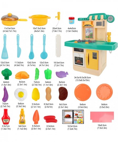 Kids Kitchen Pretend Play Set Role Play Kitchen Playset Cooking Toys with Play Food Kitchen Accessories Realistic Sounds Ligh...