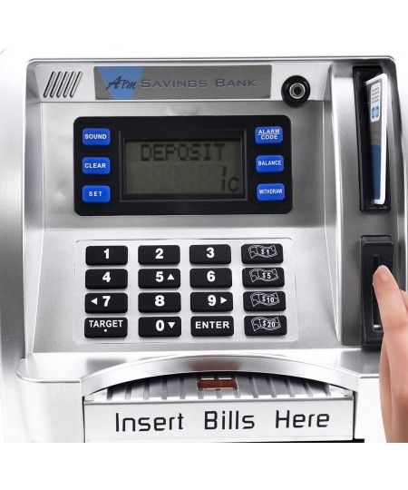 2022 Upgraded ATM Piggy Bank for Real Money ATM Savings Bank Machine for Kids Adults with Card Mini ATM Money Machine Coin Bi...