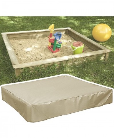 Sandbox Cover with Drawstring 420D Waterproof Dustproof Square Protector for Kids Toy Garden Sandpit Pool Cover Beige 47.2x47...