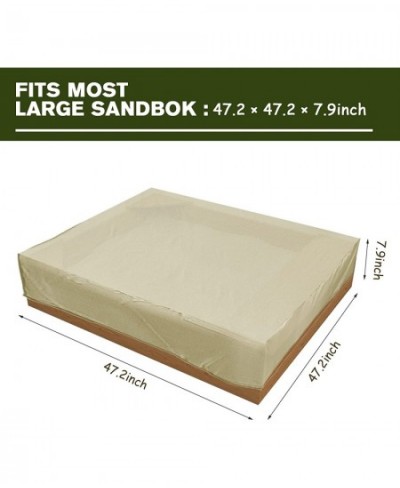 Sandbox Cover with Drawstring 420D Waterproof Dustproof Square Protector for Kids Toy Garden Sandpit Pool Cover Beige 47.2x47...