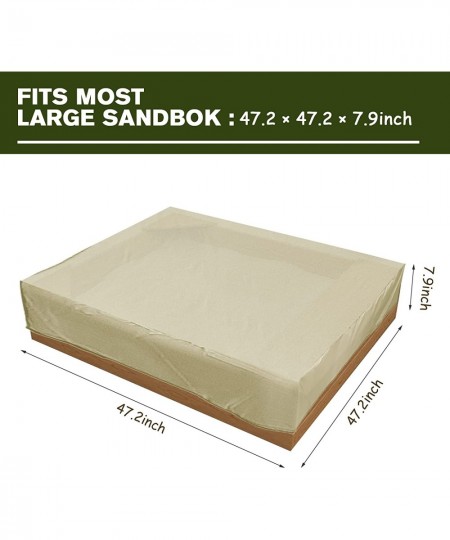 Sandbox Cover with Drawstring 420D Waterproof Dustproof Square Protector for Kids Toy Garden Sandpit Pool Cover Beige 47.2x47...