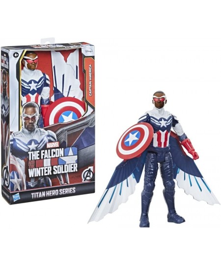 Marvel Studios Titan Hero Series Captain America Action Figure 12-Inch Toy Includes Wings for Kids Ages 4 and Up $29.77 - Act...