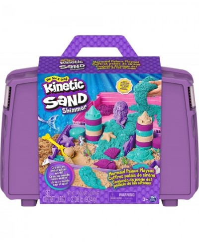 Kinetic Sand Mermaid Palace Playset 2.06lbs of Shimmer Play Sand (Neon Purple Shimmer Teal and Beach Sand) Reusable Folding S...