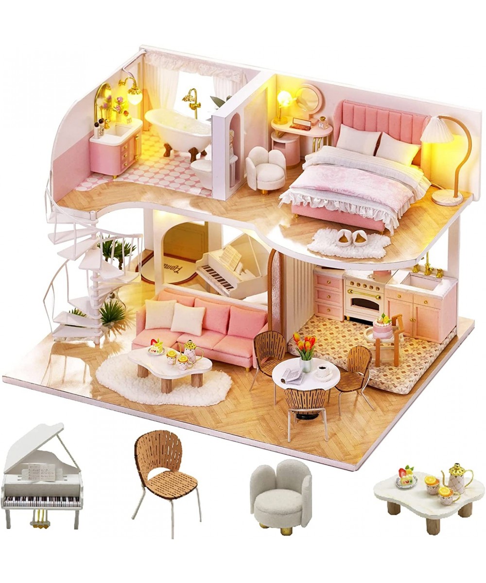 DIY Miniature Dollhouse Kit with Wooden Furniture 1:24 Scale Mini House with Dust Proof Cover & Music Box 1:24 Scale Creative...